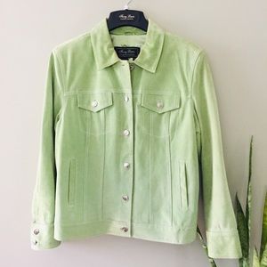 Terry Lewis Green Suede Jacket Genuine Leather MED